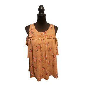 LC LAUREN CONRAD FLORAL COLD SHOULDER BLOUSE